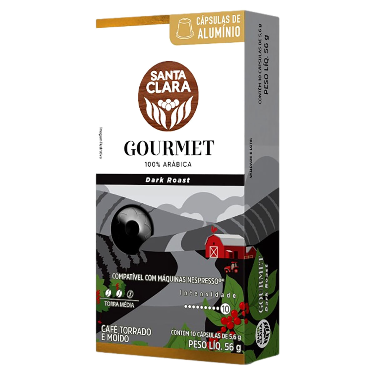 Café em Cápsula Santa Clara Torrado e Moído Gourmet dark Roast Caixa 56g com 10 Unid