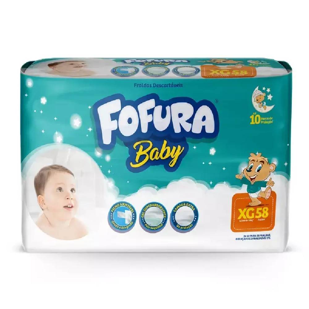 Fralda Descartável Fofura Baby Hiper Xg c/ 58 Unid