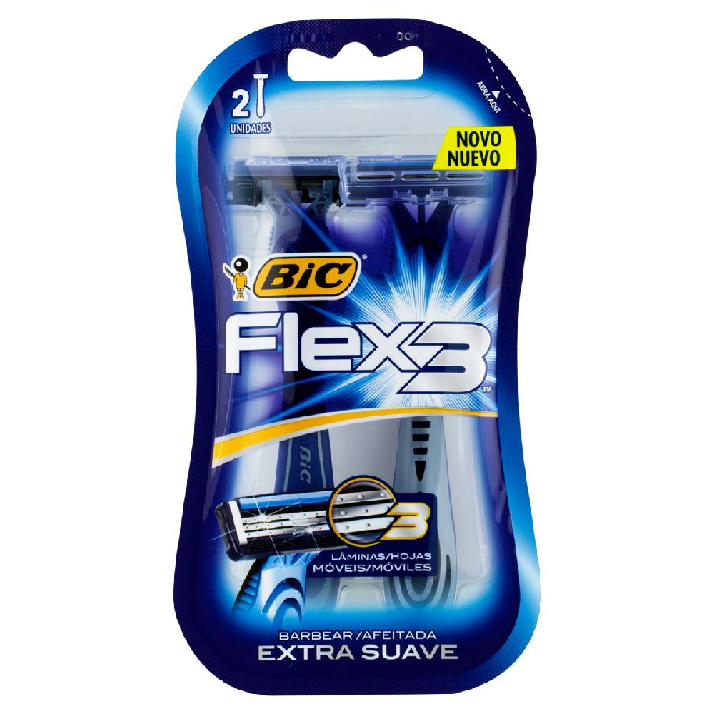 Aparelho para Barbear Bic Descartável Flex 3 com 2 Unidades
