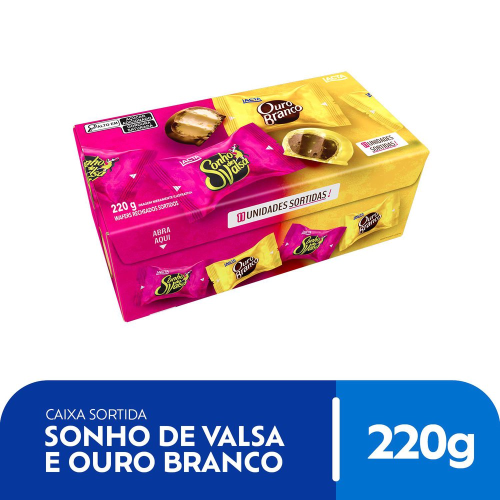 Bombom Lacta Sonho de Valsa e Ouro Branco 220g