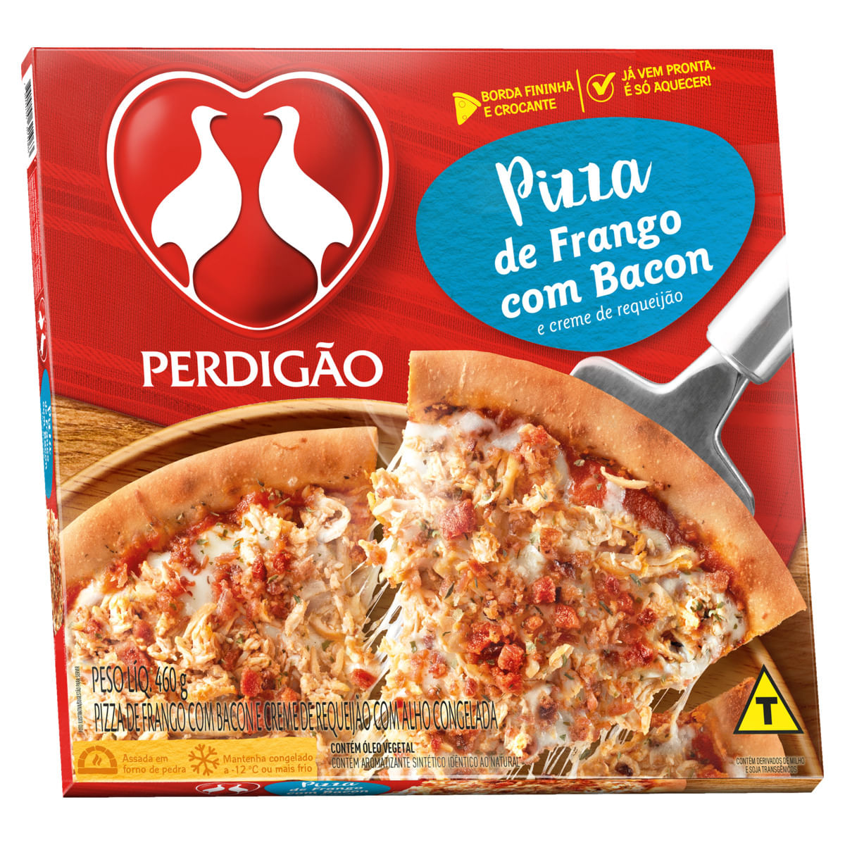 Pizza Perdigão Frango com Bacon e Creme de Requeijão Congelada 460g