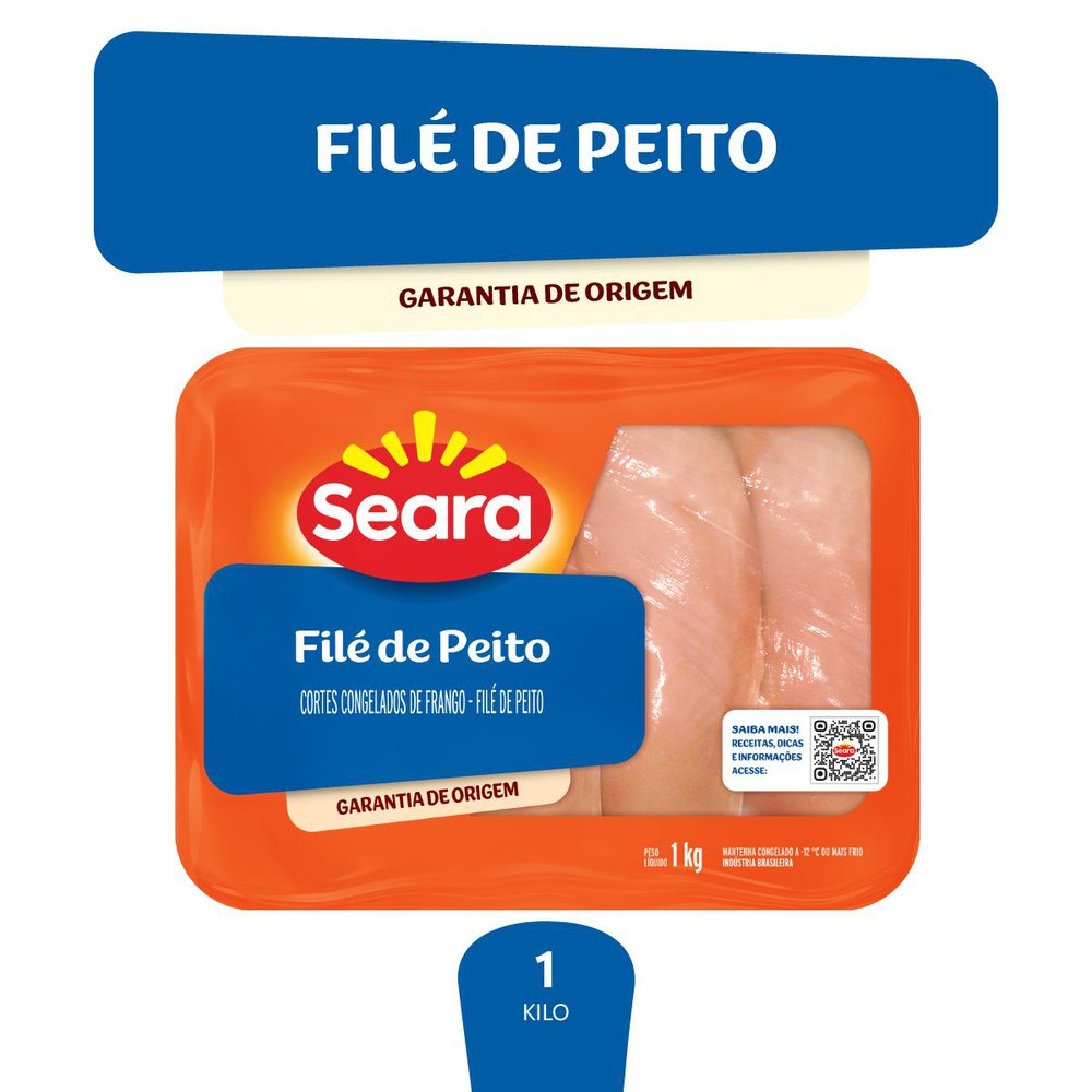 Filé de Peito de Frango Seara Bandeja Congelado 1Kg