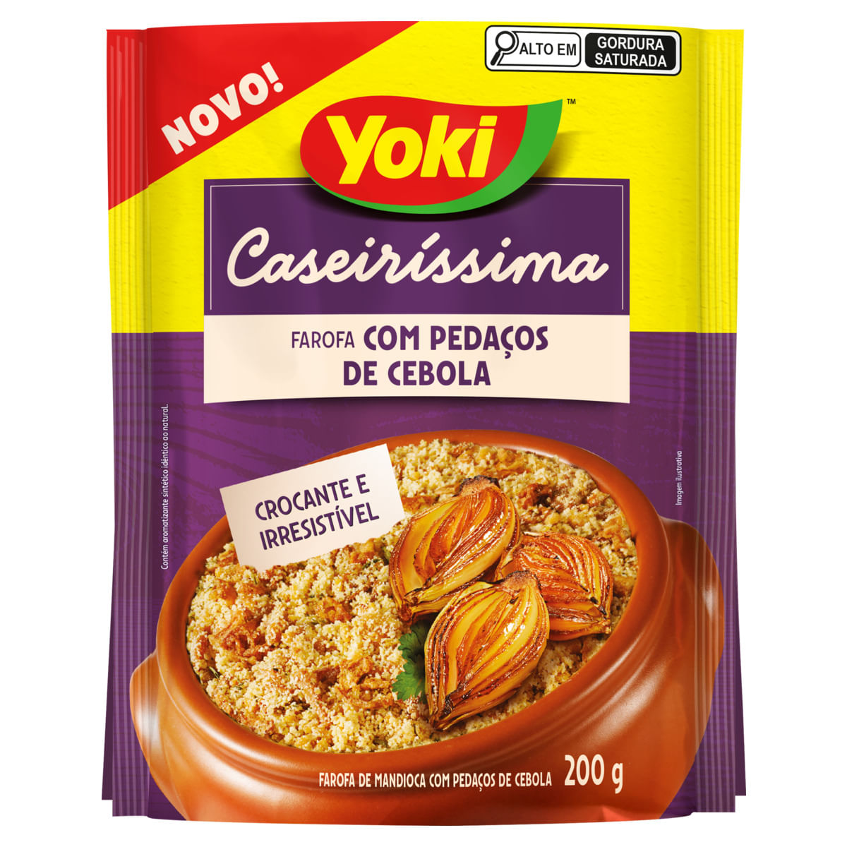 Farofa de Mandioca Yoki Caseiríssima com Pedaços de Cebola Crocante 200g