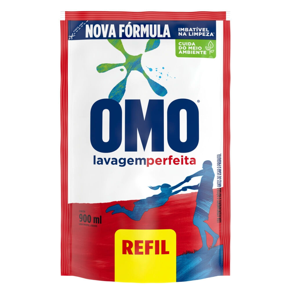 Lava Roupas Líquido Omo Lavagem Perfeita Refil 900ml