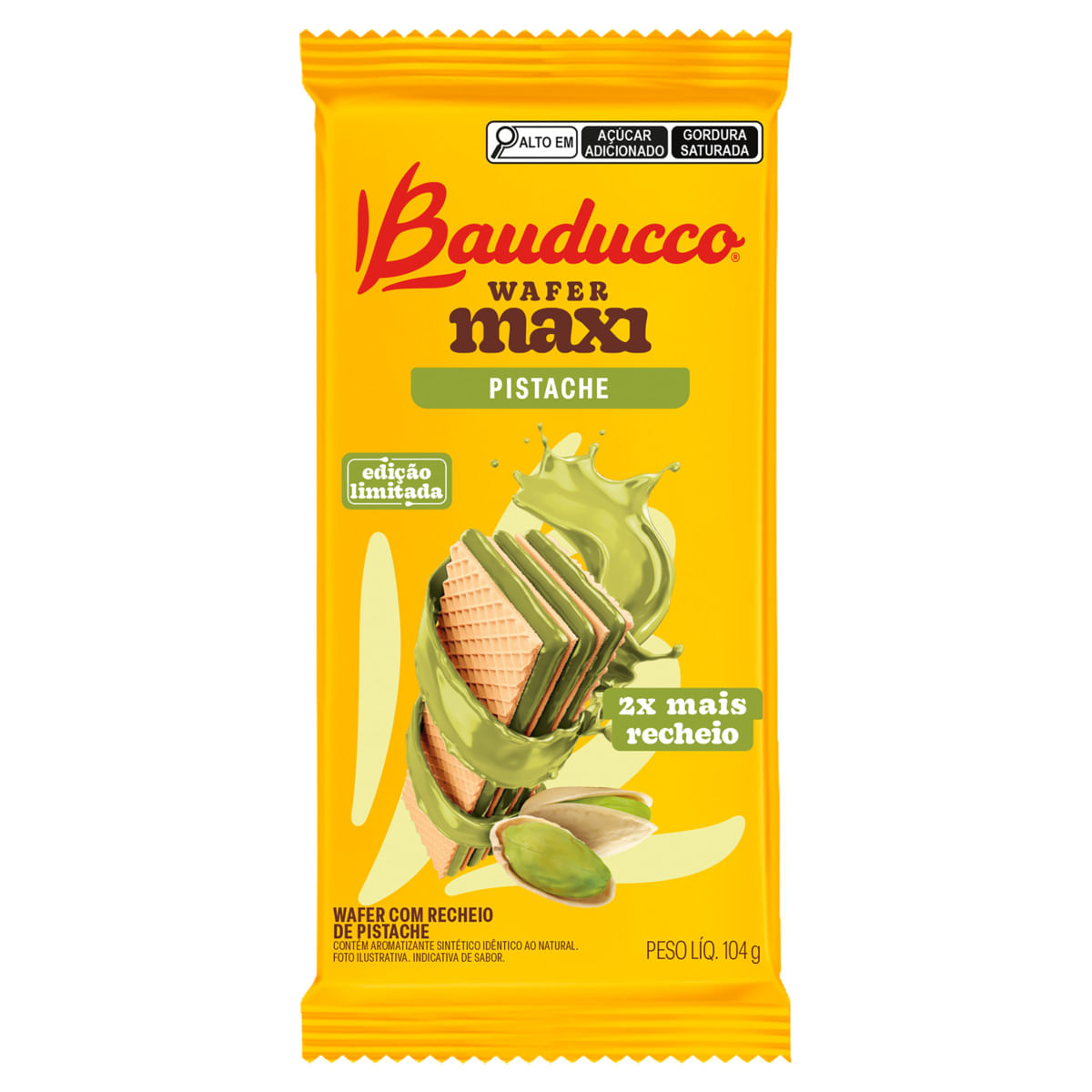 Biscoito Wafer Bauducco Maxi Pistache 104g