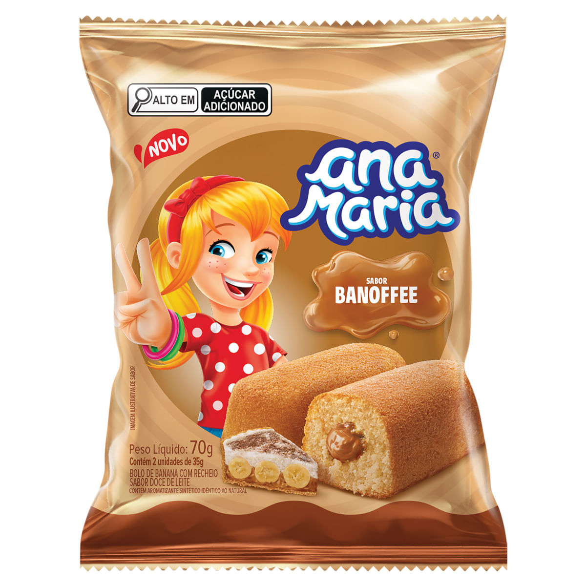 Bolo Ana Maria Banoffee Recheio Doce de Leite 70g