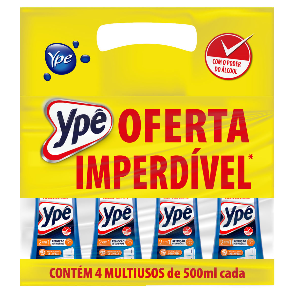 Limpador Desengordurante Ypê Squeeze 500ml com 4 Unidades Oferta Imperdível