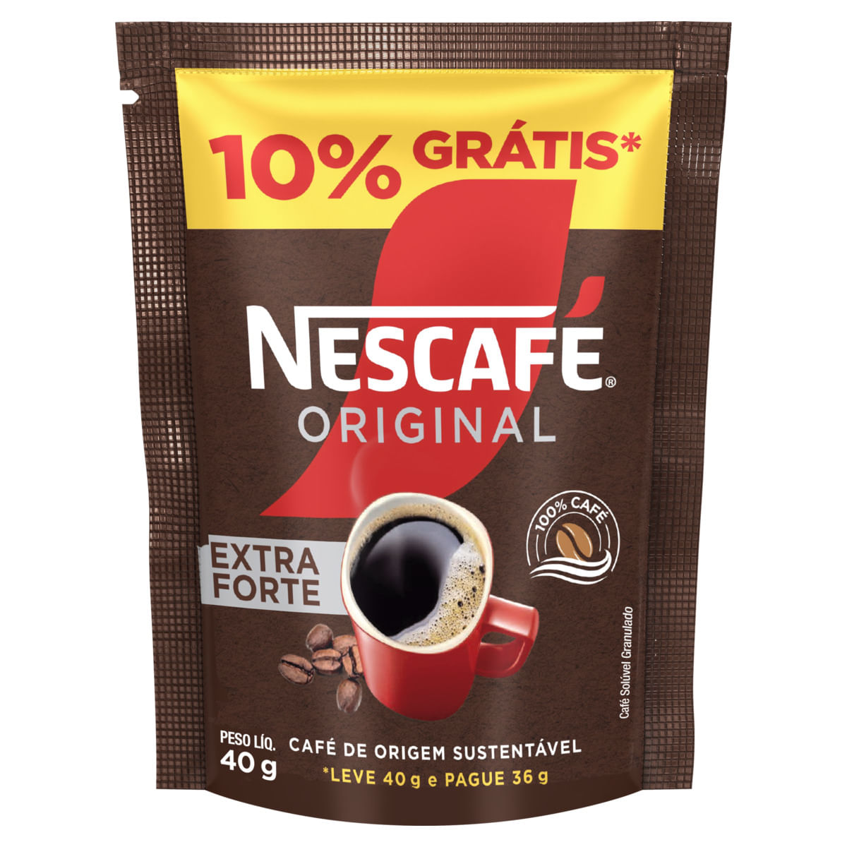 Café Solúvel Nescafé Extraforte Original Sachê Leve 40g Pague 36g