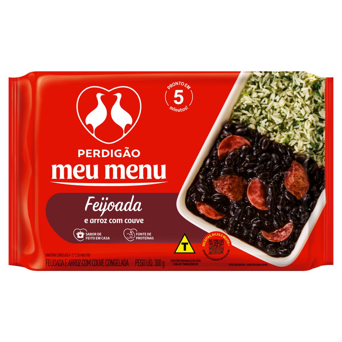 Meu Menu Perdigão Feijoada com Arroz e Couve Congelado Pacote 300g