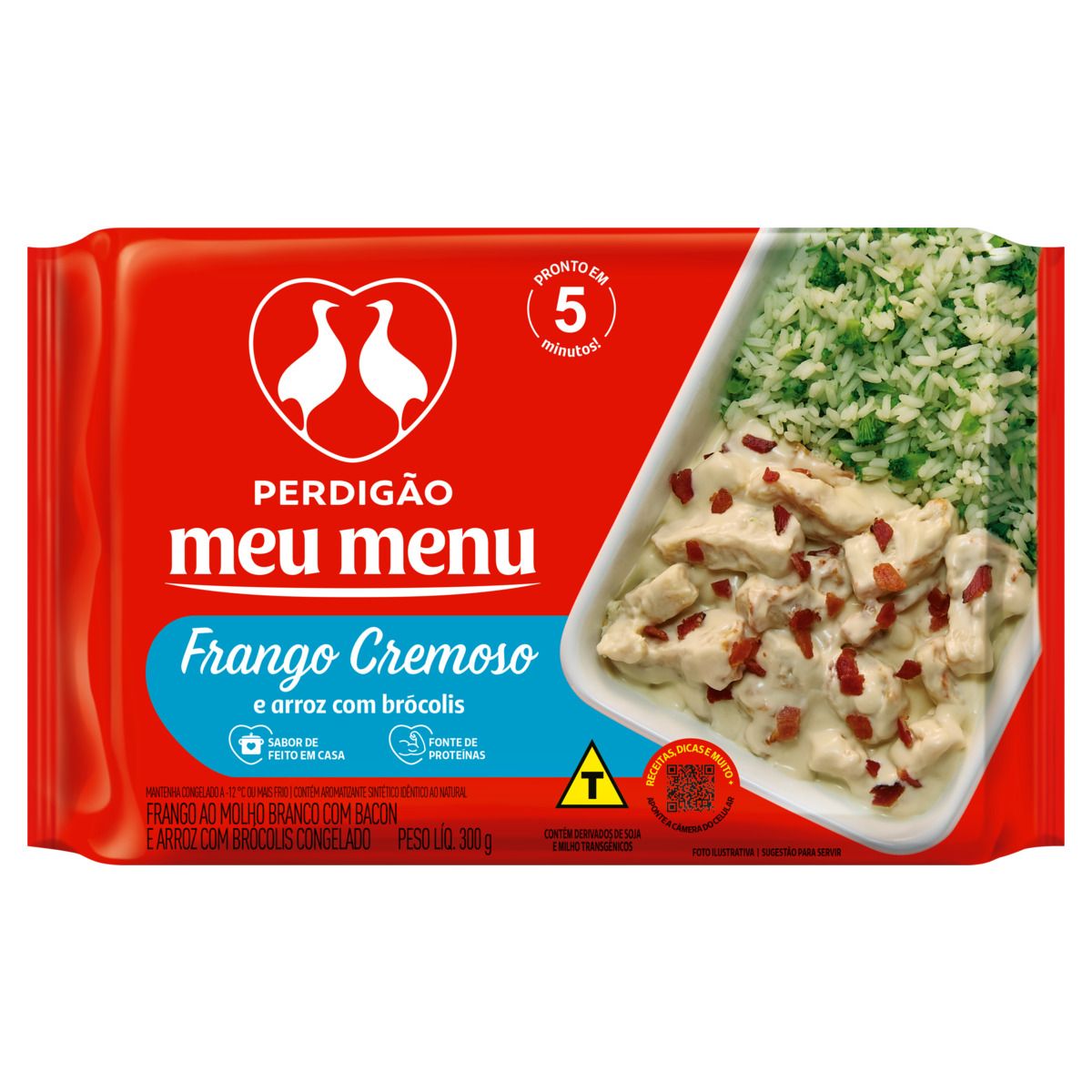 Meu Menu Perdigão Frango Cremoso com Arroz e Brócolis Congelado Pacote300g