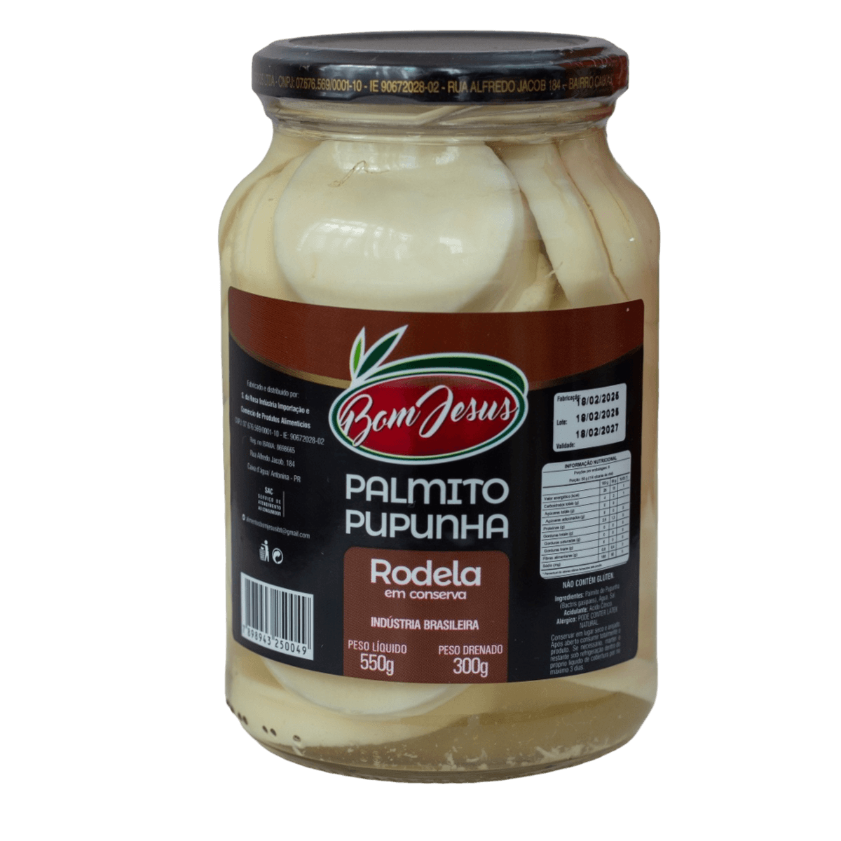 Palmito Pupunha Bom Jesus Rodela Vidro 300g