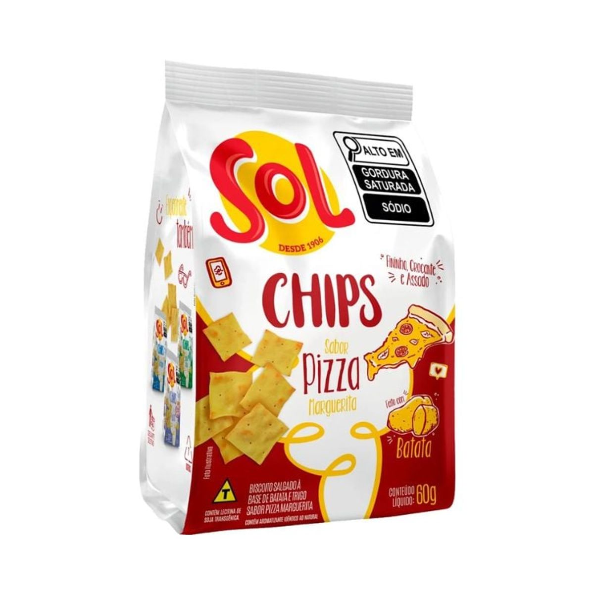 Biscoito Sol Chips Pizza Marguerita 60g