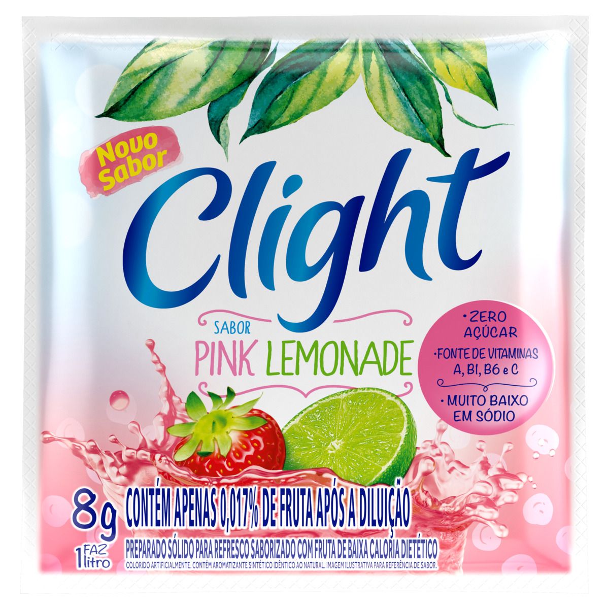Refresco em Pó Clight Zero Açúcar Pink Lemonade 8g