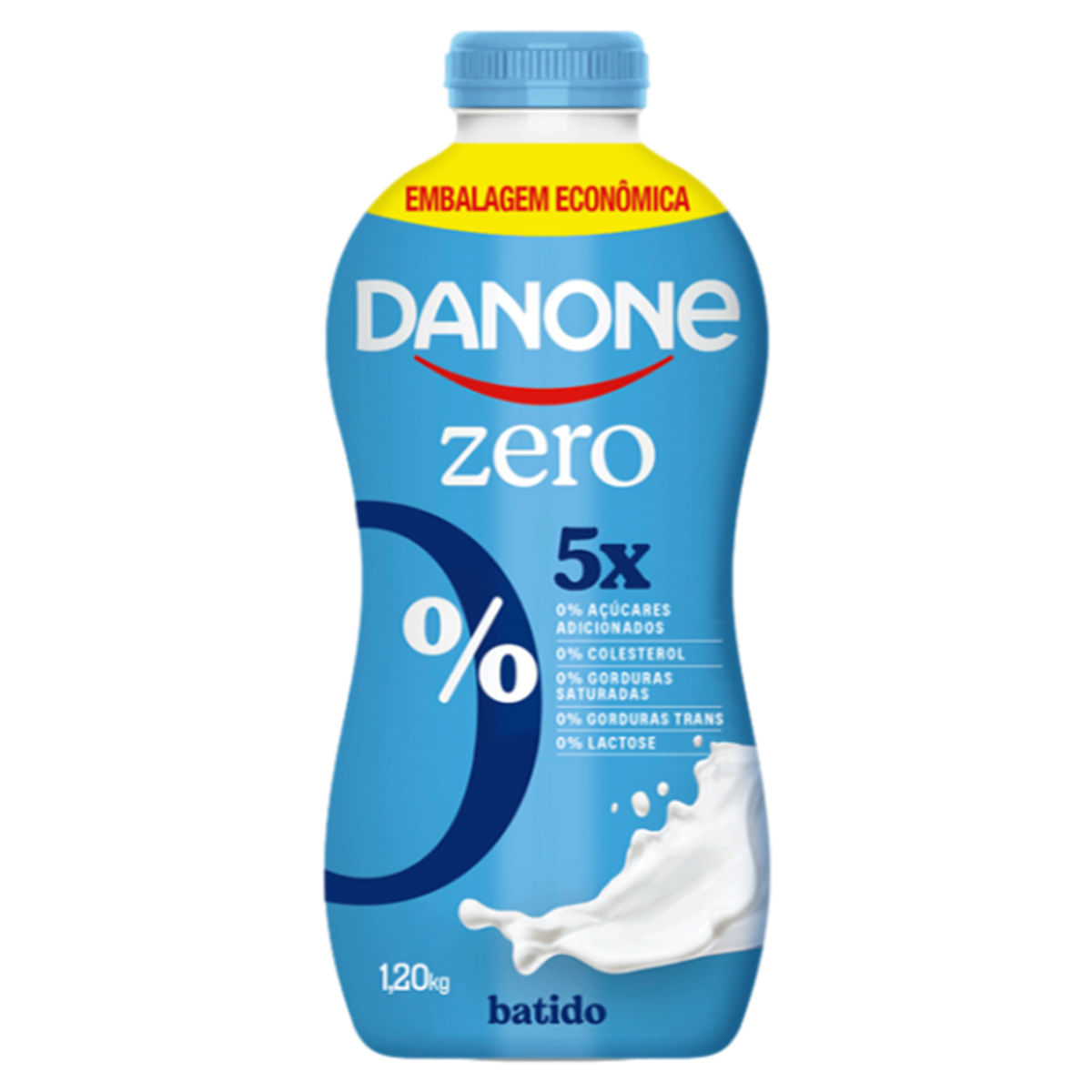 Iogurte Desnatado Danone Zero Lactose sem Açúcar Batido Garrafa 1,2Kg Embalagem Econômica