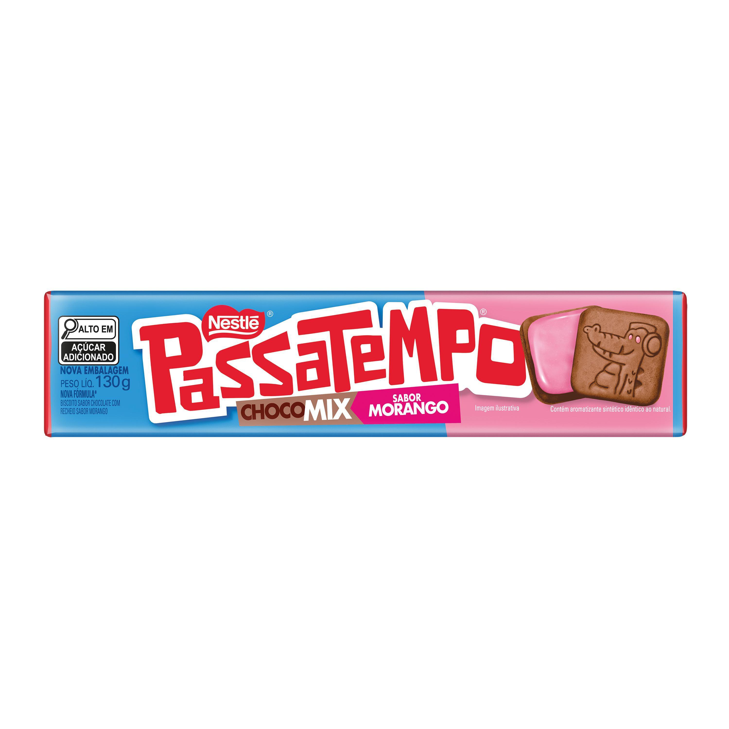 Biscoito Recheado Passatempo Chocomix Morango 130g