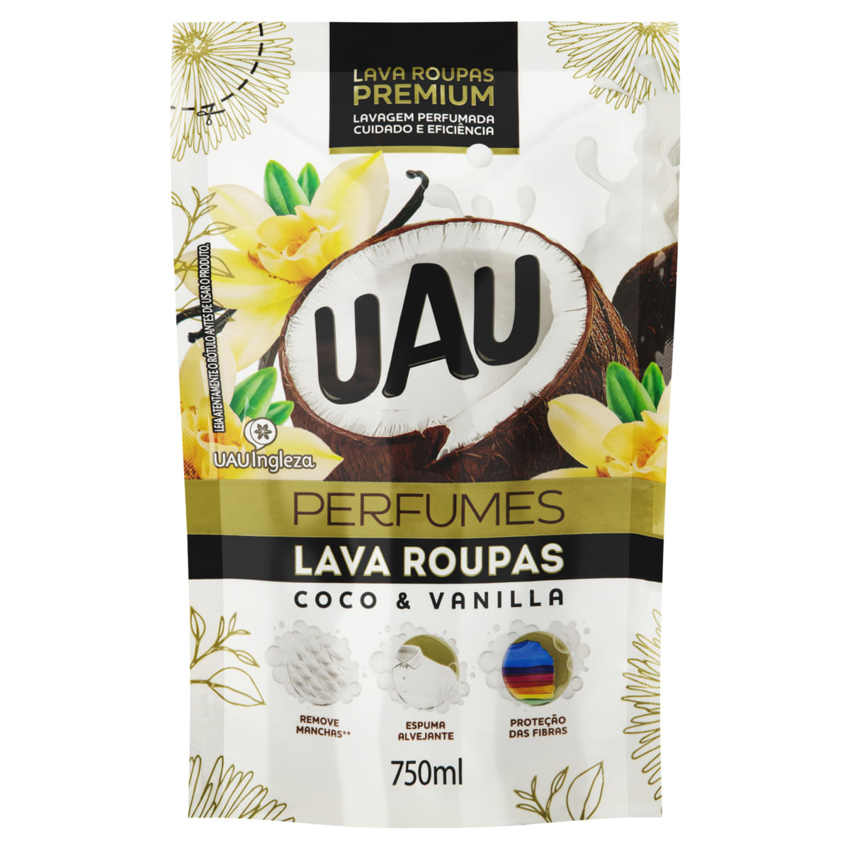Lava-Roupas Líquido UAU Coco Vanilla Sachê 750ml