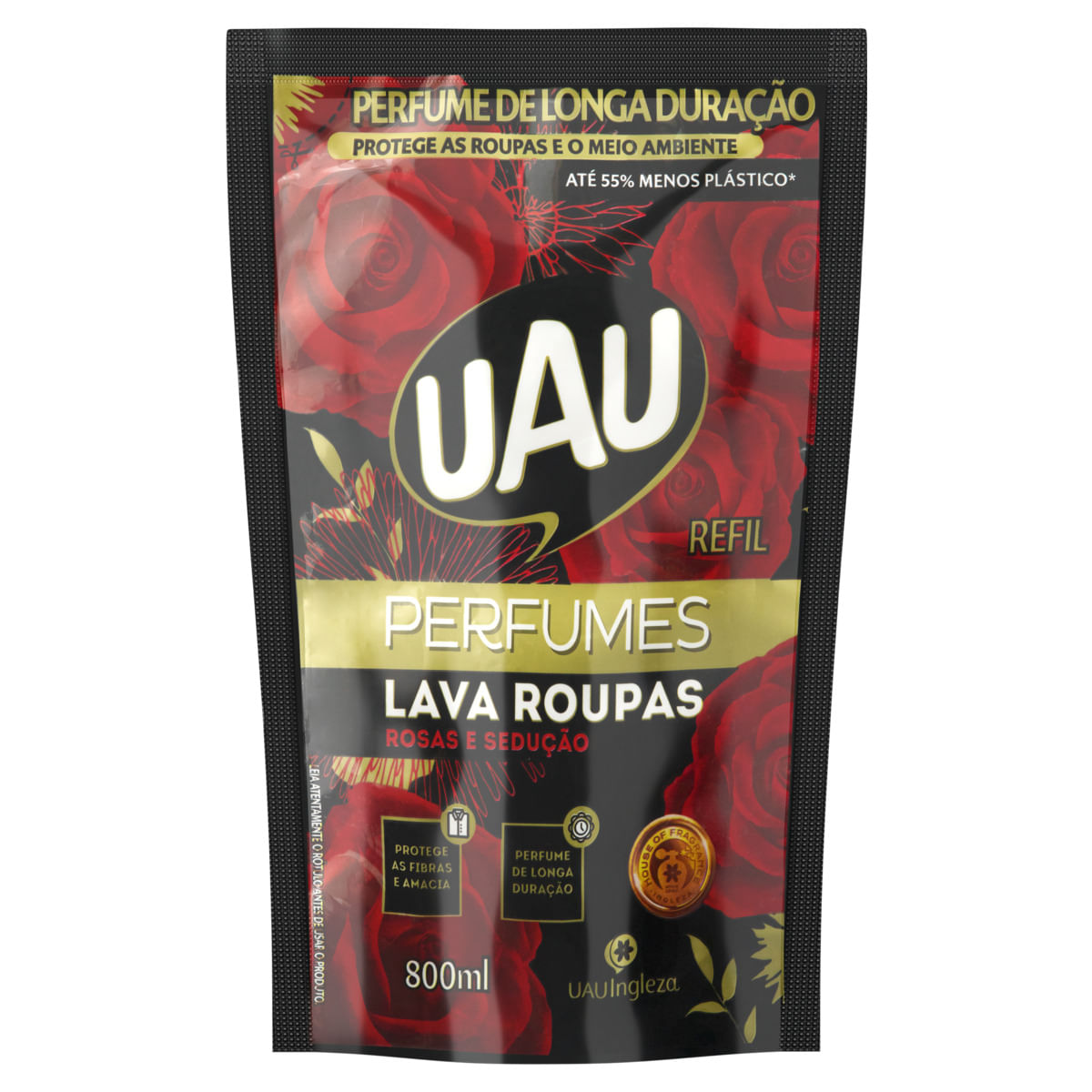 Lava-Roupas Líquido Uau Rosas e Sedução Refil 800ml