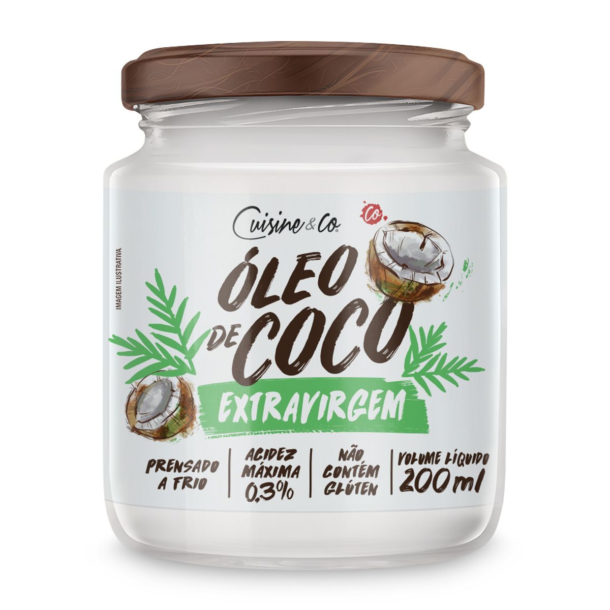 Óleo de Coco Cuisine&Co Extra Virgem sem Glúten 200ml