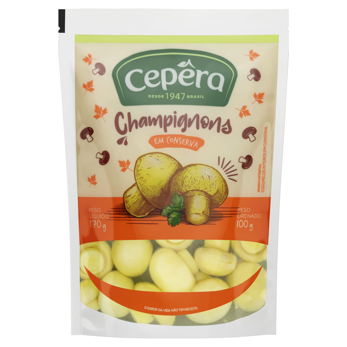Cogumelo Champignon Cepêra em Conserva Inteiro Sachê 100g