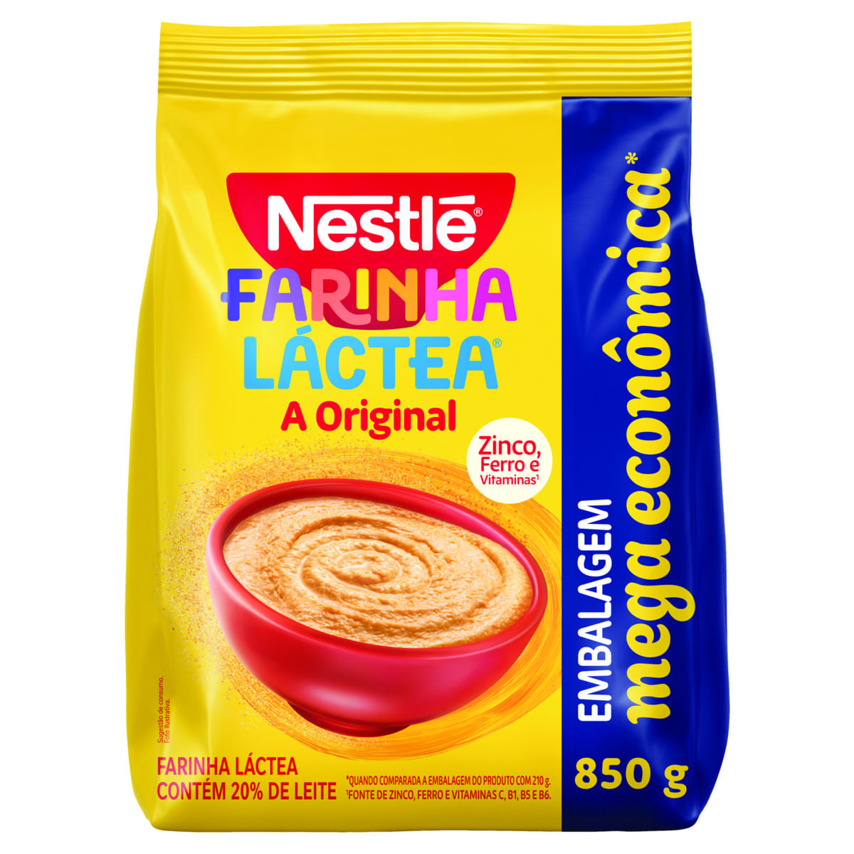 Farinha Láctea Nestlé Original Sachê 850g Embalagem Mega Econômica