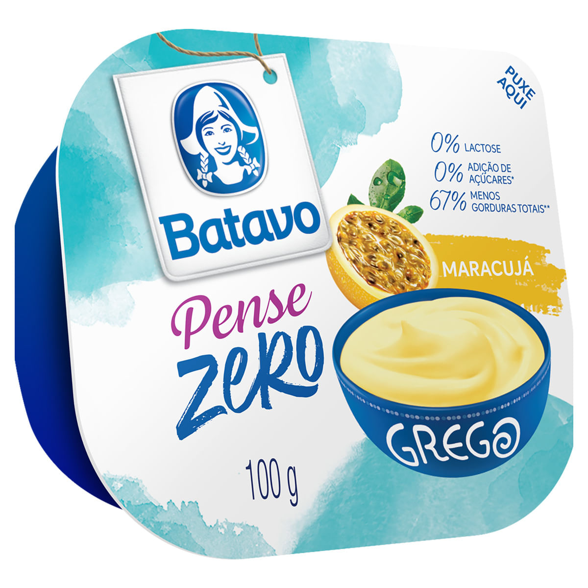 Iogurte Grego Batavo Zero Lactose Pense Zero Maracujá Pote 100g