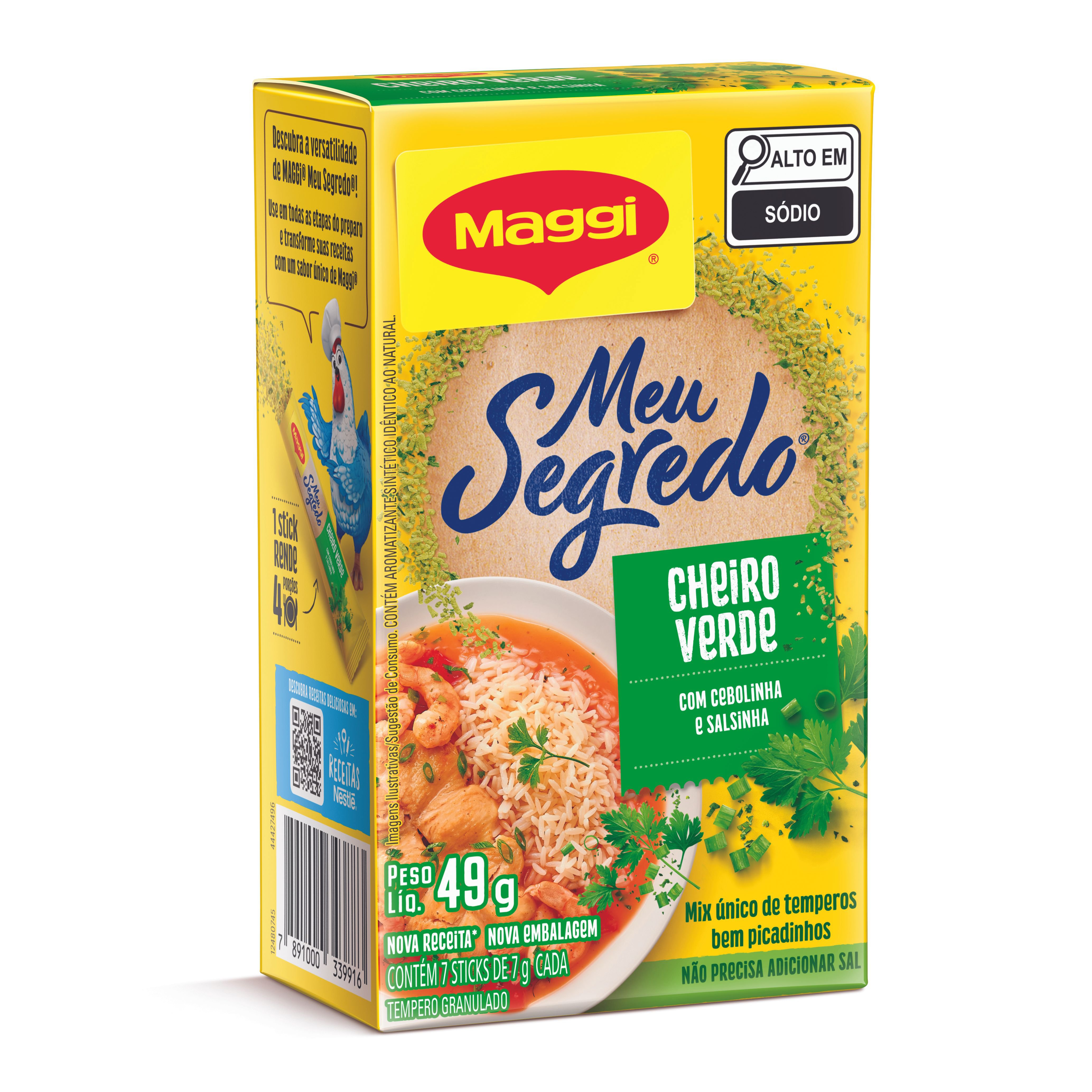 Tempero Granulado Maggi Meu Segredo Cheiro Verde Caixa 49g com 7 Unidades