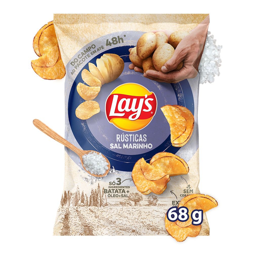 Batata Frita Lays Rústica Sal Marinho 68g