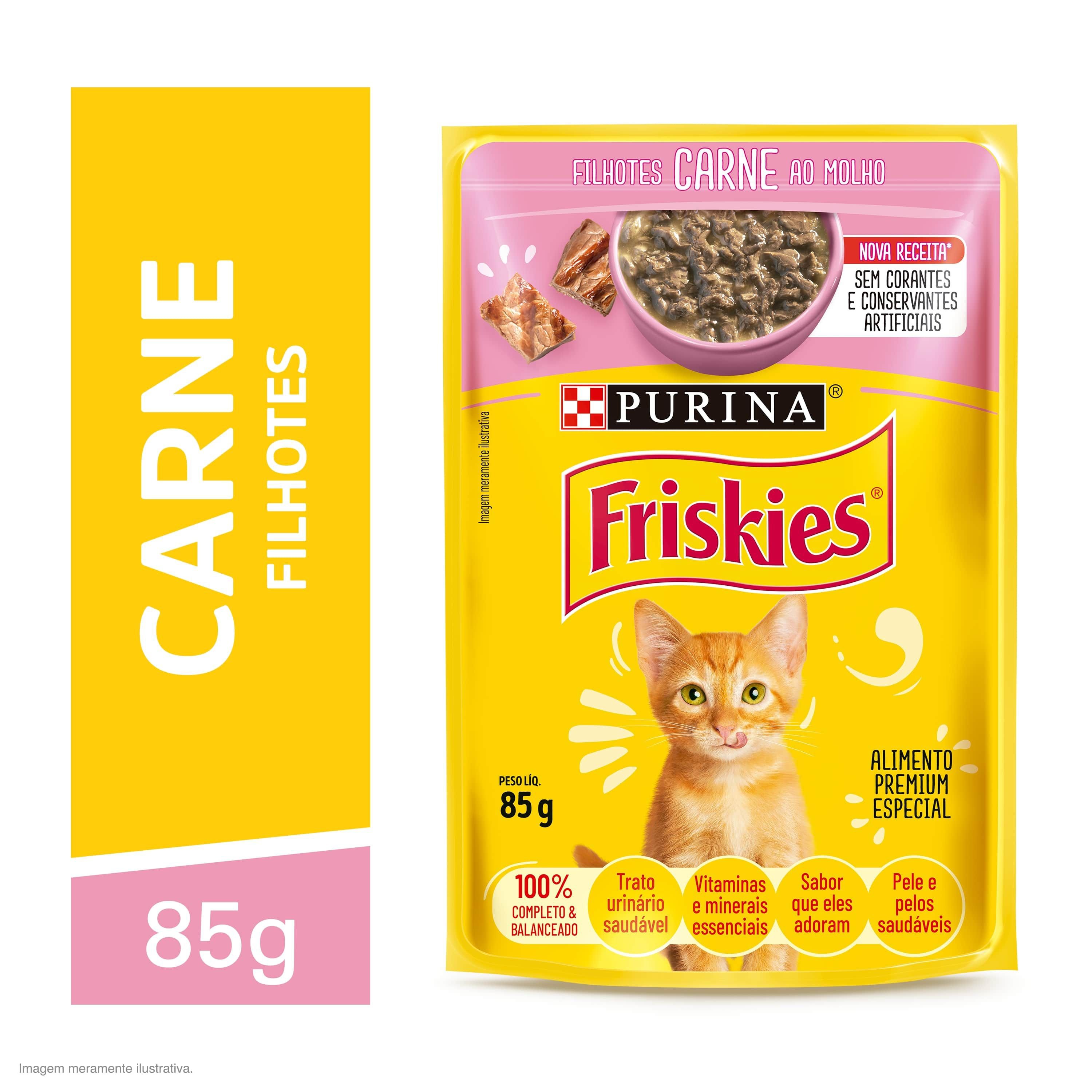 Ração Úmida Gatos Filhotes Friskies Carne 85g