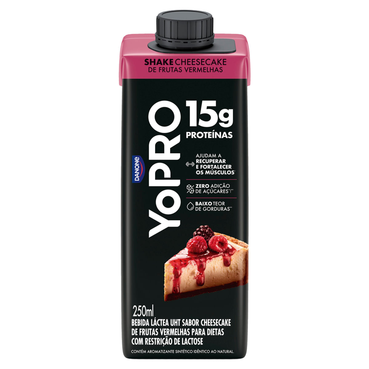 tea UHT Yopro Shake 15g Proteína Zero Lactose Cheesecake de Frutas Vermelhas 250ml