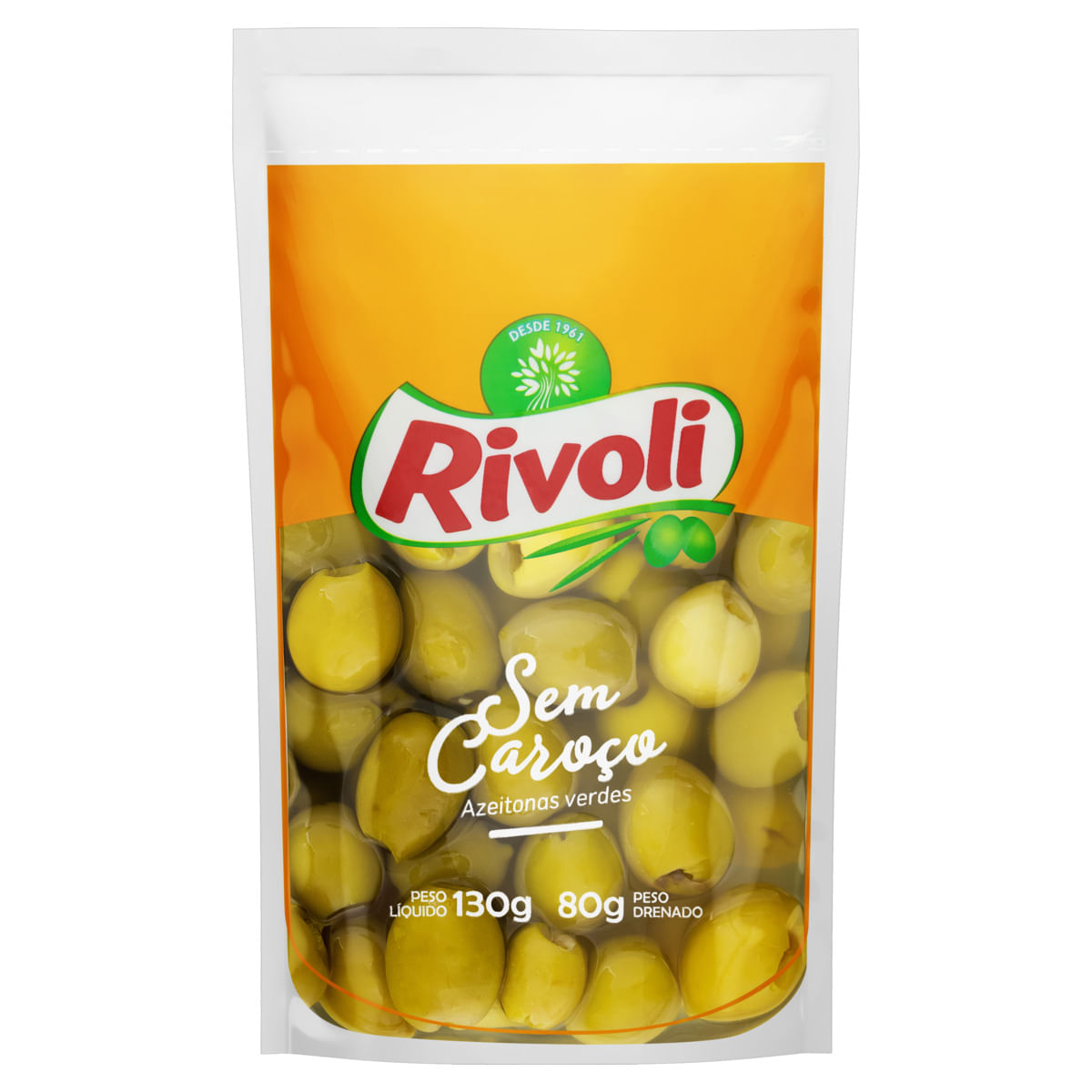 Azeitona Verde Rivoli sem Caroço Sachê 80g
