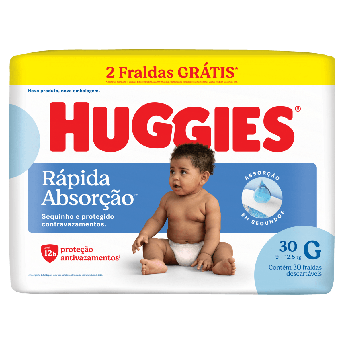 Fralda Descartável Huggies Tripla Proteção G com 30 Unidades 2 Fraldas Grátis