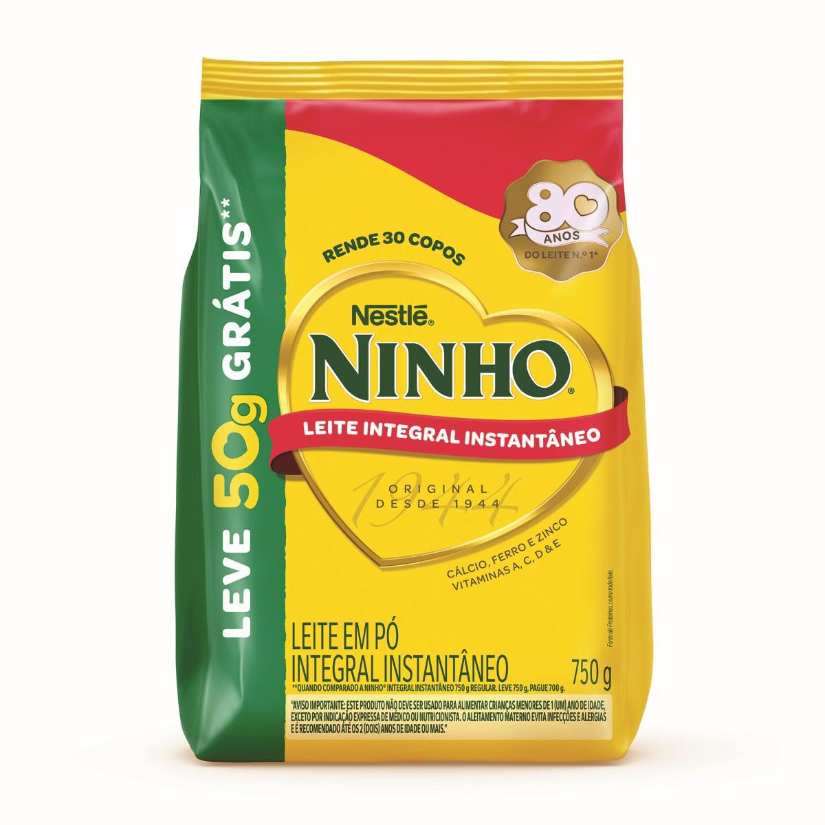 Leite em Pó Ninho Integral Instantâneo 750g Grátis 50g