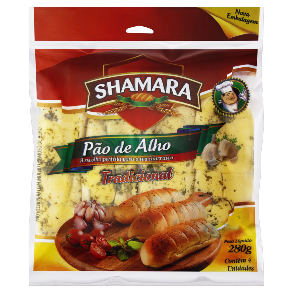 Pão de Alho Shamara Tradicional Bandeja Resfriado 300g